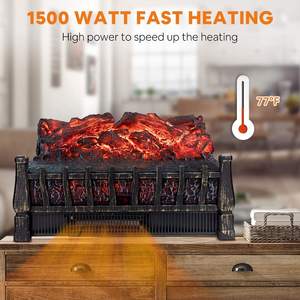 <span class=keywords><strong>Cheminée</strong></span> électrique Konwin FP201R avec télécommande, insert chauffant, bûches électriques avec effet de flamme réaliste - Product Image 4