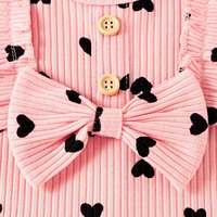 Ensemble de vêtements côtelés pour bébé fille, barboteuse à manches longues avec bandeau à nœud, pantalon et bandeau assortis pour tout-petits, tenue quotidienne pour bébé