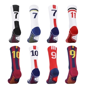 2025 haute qualité Polyester rayure numéro Ronaldo <span class=keywords><strong>Neymar</strong></span> <span class=keywords><strong>Jr</strong></span> <span class=keywords><strong>Mbappe</strong></span> football bonneterie respirant serré longueur hommes Football chaussettes - Product Image 3