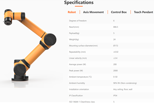 <span class=keywords><strong>Robot</strong></span> collaboratif AUBO <span class=keywords><strong>i5</strong></span> à 6 axes, charge utile de 5 kg, portée de 886,5 mm, Cobot - Product Image 2