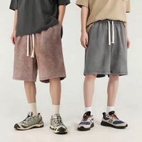 Shorts en coton pur 240 g/m² style américain, effet vintage, avec logo personnalisé, tendance été, pour le sport, le fitness et les loisirs