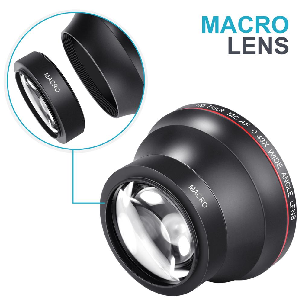 Neewer 52mm 0.43x HD 広角レンズ マクロクローズアップ部分付き NIKON