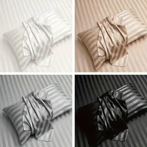Standard Streak Embossed Satin Pillowcase In Various Colors For Home Or Hotel Use