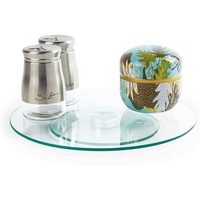 Plateau tournant Lazy Susan en verre trempé transparent écologique de 12 pouces, épaisseur 4 mm, résistant à la chaleur, plateau de service rotatif moderne