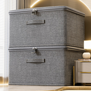 Clothing Organizer <b>Storage</b> <b>Box</b> Rectangle With Lock For Home Clothes Documents <b>Folding</b> Design Solid Color - Product Image 1