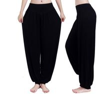 Pantalon de yoga, de sport et de danse I-0458, extensible, ample, style harem, uni, décontracté, en modal, pour femme