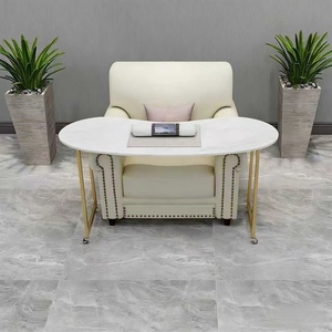 Sillón de Pedicura Moderno Tapizado con Ruedas, Superficie con Aspecto de Mármol, Muebles de Salón - Product Image 6