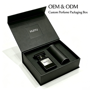 Boîte à parfum de luxe à fermeture magnétique, noire, rigide, avec logo personnalisé, emballage de parfum haut de gamme pour flacon de 50 ml, vente en gros OEM - Product Image 2