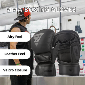 Guantes de Entrenamiento Transpirables de Piel Sintética Negra para Hombre y Mujer, para Boxeo y MMA - Product Image 2
