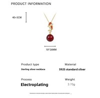 Collier tendance en argent sterling S925 plaqué or 18 carats avec pendentif « An de l'Âne » et « Haricot d'amour », chaîne de clavicule en agate rouge porte-bonheur