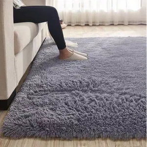 Chinese Tufted Cheap Wall to Wall Carpet Custom Made Polyester Shaggy grey bedroom rug