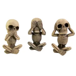 Polyresin/Harz Skeleton Set Statuen Hören Sehen Sprechen Keine Bösen, Set von 3