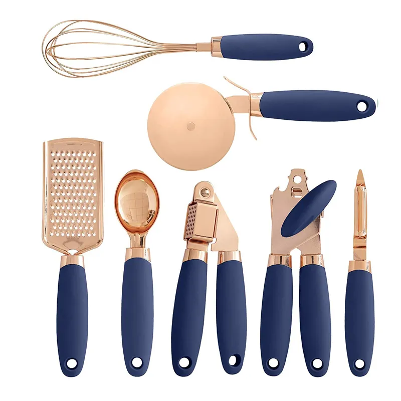 Latest Rose Gold Kitchen Accessories Tools 7PCS Set Kitchen Gadget Set Copper Coated Stainless Steel Utensils