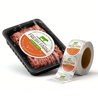 Klantspecifieke voedselprintlabelservice: hoogwaardige, waterdichte, matte BOPP-voedsellabels met permanente kleefstof voor worstverpakkingen