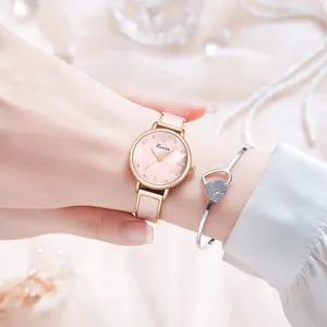 Jam tangan Quartz wanita Logo kustom kualitas bagus jam tangan kulit wanita