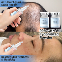 Sérum en poudre lyophilisée à marque privée, hydratant, réparateur, favorisant la repousse des cheveux, sérum liquide pour le visage à base de peptide de cuivre bleu GHK-Cu, ampoule