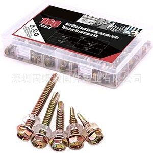 160pcs Zinc Plated Carbon Steel Hex Self Drilling <b>Screws</b> Inch Size Metal Application Boxed <b>Set</b> - Product Image 3