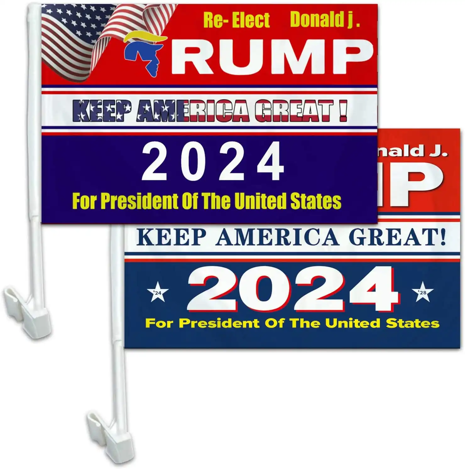 טראמפ 2024 בחירות אמריקה נהדר רכב חלון דגלי Custom יחיד או כפול צדדי הדפסת סובלימציה רכב דגל עם מוט