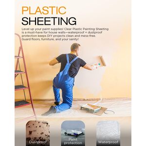 Lona de plástico de 9 pies x 12 pies, 0.4 mil, paquete para pintar, proteger muebles y pisos - Product Image 6