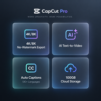 Abonnement en ligne d'un mois au logiciel CapCut Pro Account