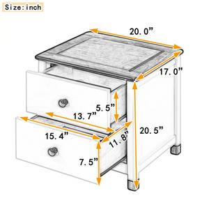 Modern <b>White</b> Gray Wooden Nightstand with Two Drawers for Kids Eco-Friendly Apartment Bedroom Furniture - Product Image 6