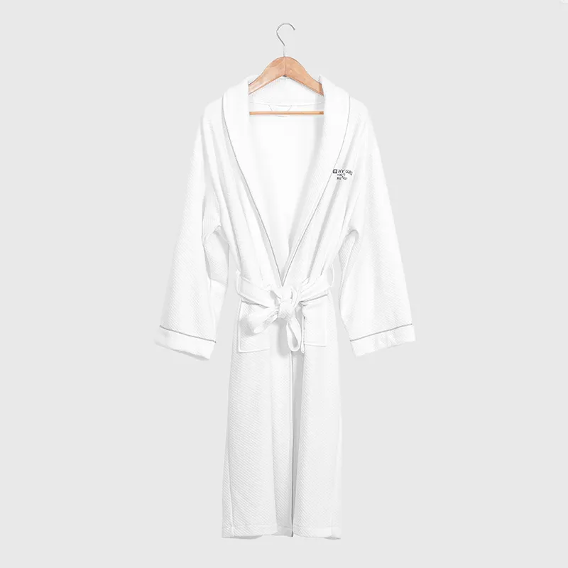 Modern tasarım hafif düz beyaz renkli boru otel Terry bornoz Spa havlu ve elbiseler