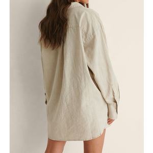 Da <span class=keywords><strong>donna</strong></span> su misura Casual Loungewear in <span class=keywords><strong>lino</strong></span> a manica lunga camicia con colletto e colletto da spiaggia <span class=keywords><strong>blusa</strong></span> 2 pezzi Set Shorts - Product Image 2