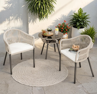 Outdoor-Rattan-Gartenmöbel-Set 3-teilig PE-Korbgeflecht Sessel mit Kaffeetisch für Garten Balkon Terrasse