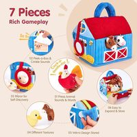 Poupée en peluche pour enfants, petite maison de ferme, boîte mystère, jouet éducatif sensoriel pour bébés et tout-petits, bleu, 15 cm