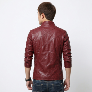 New Men's Plus Size Leather Jacket <b>Heavy</b>-<b>Duty</b> Genuine Leather with Comfortable Fit and Extra Room Red Leather Jackets - Product Image 2