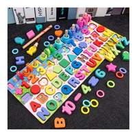 Jouets éducatifs Montessori en bois pour bébés, jeu de société mathématique, pêche, chiffres, formes, éveil précoce, cadeau pour enfant