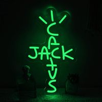 Enseigne néon Jack Cactus avec chapeau de cowboy, LED dimmable, art mural en acrylique, décoration murale pour bar, chambre à coucher, thème Wild West, homme de la jungle