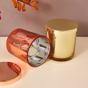 Tarro de vela de vidrio iridiscente galvanizado OEM de 7oz, <span class=keywords><strong>precio</strong></span> directo de fábrica a granel, decoración del hogar - Product Image 1