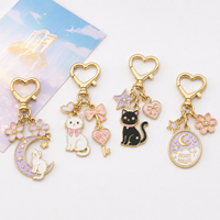 Porte-clés en alliage de zinc en gros, mignons porte-clés de dessin animé chien, chiot, chaton, anime, porte-clés personnalisés en métal émaillé dur ou souple