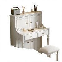 Miti Coiffeuse style français en bois massif blanc avec miroir de maquillage, haut de gamme, pour chambre principale, chevet ou petit appartement