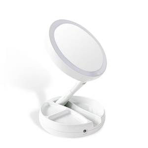 Custom Logo Small Desktop <b>Table</b> Cosmetic <b>Folding</b> LED Makeup Mirror with USB Rechargeable - Product Image 4