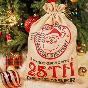 Sac cadeau en coton naturel avec lettre accessoire pour cadeaux, sac de noël en toile avec cordon de serrage, magnifique vin, Santa, nouveauté - Product Image 6