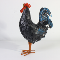 Adorno de jardín de gallo de Metal, arte de patio de pollo, Animal decorativo de pie para césped al aire libre