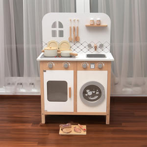 Ensemble de cuisine miniature en bois <span class=keywords><strong>avec</strong></span> accessoires, jeu d'imitation, apprentissage éducatif pour enfants - Product Image 1