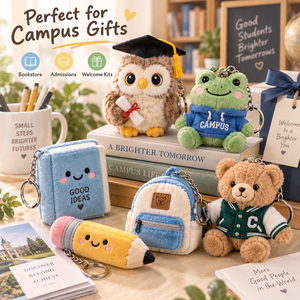 Porte-clés Mascotte en Peluche Personnalisé Direct Usine, Souvenir Scolaire <span class=keywords><strong>de</strong></span> Marque pour les Admissions, la Journée Ouverte, les Événements sur le Campus et les Promotions - Product Image 1