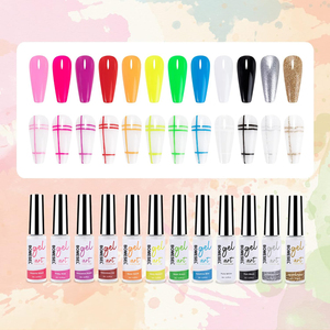 Vernis Gel UV/LED Soak-Off pour Nail Art, Peinture Liner, Pinceau Ultra Fin, Haute Pigmentation, Couleurs Vives, Longue Durée, Marque Privée, 12 Couleurs - Product Image 5
