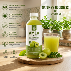 Jus d'Amla 500ml, extrait naturel pressé à froid, vitamine C, antioxydant, soutien immunitaire, santé digestive, éclaircissement de la peau, détoxification des cheveux - Product Image 1