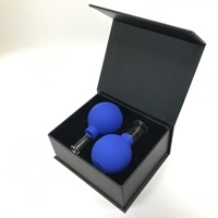 2 pièces/boîte Ventouses de massage en silicone médical et verre pour la médecine chinoise, ventouses à vide pour le corps et ventouses faciales pour le lifting de la peau