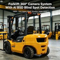 Système de caméra sans fil 4 canaux 7 pouces pour chariot élévateur AHD 1080P avec détection de piétons par IA, vision nocturne, étanche IP68 pour la sécurité des camions et des entrepôts