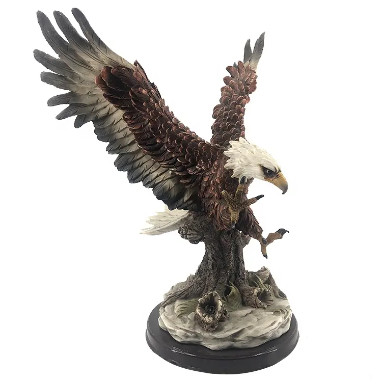 Großhandel BSCI Fabrik handgemachte maßge schneiderte Poly resin Statue Wild vogel Figur, neu ankommen Harz Adler Statue
