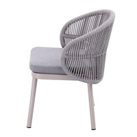 confortables de luxe en aluminium pour restaurant et terrasse, fauteuils de jardin en corde tissée grise pour l'extérieur