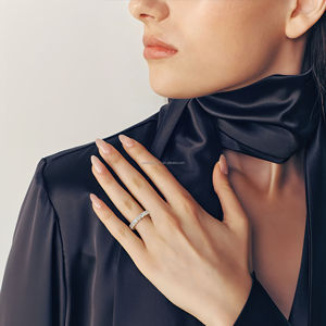 Nouvelle Bague d'Éternité Innovante Personnalisable en Moissanite Blanche et Rose, Coupe Ronde et Cœur, en Argent 925 Plaqué Or - Product Image 5