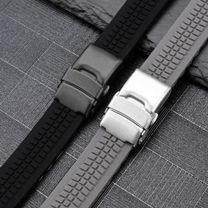 Bracelets de <span class=keywords><strong>montre</strong></span> de remplacement en <span class=keywords><strong>caoutchouc</strong></span> souple à dégagement rapide de qualité supérieure pour hommes et femmes 20 mm 22 mm avec <span class=keywords><strong>boucle</strong></span> déployante en acier inoxydable - Product Image 4