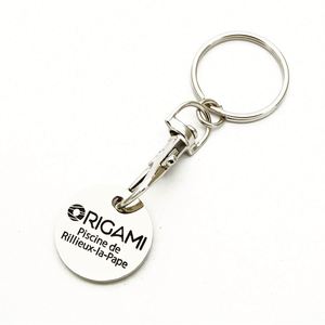 Hot Selling Round Shape Coin Printing Metal Engraved Keychains - Product Image 4