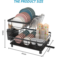 Égouttoir à vaisselle pour évier de cuisine, égouttoir à vaisselle sur évier, égouttoir à vaisselle en acier inoxydable à 2 niveaux, organisateur de rangement avec tapis de séchage